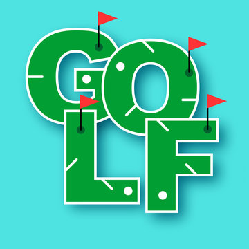 Mini Golf Text Vector Illustration