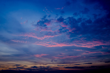 Fototapeta na wymiar Nice twilight sky with sunset light on clouds