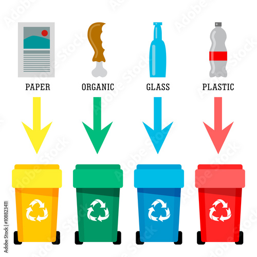 "Different colored recycle waste bins vector illustration" Stock image