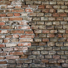 Old abandoned brick wall texture background