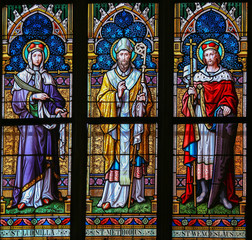 Fototapeta premium Stained Glass - Saints Ludmilla, Methodius and Wenceslas