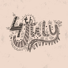 Quote for 4th july american independence day in hand drawn techn