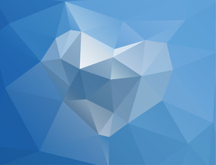 Polygonal horizontal background with heart