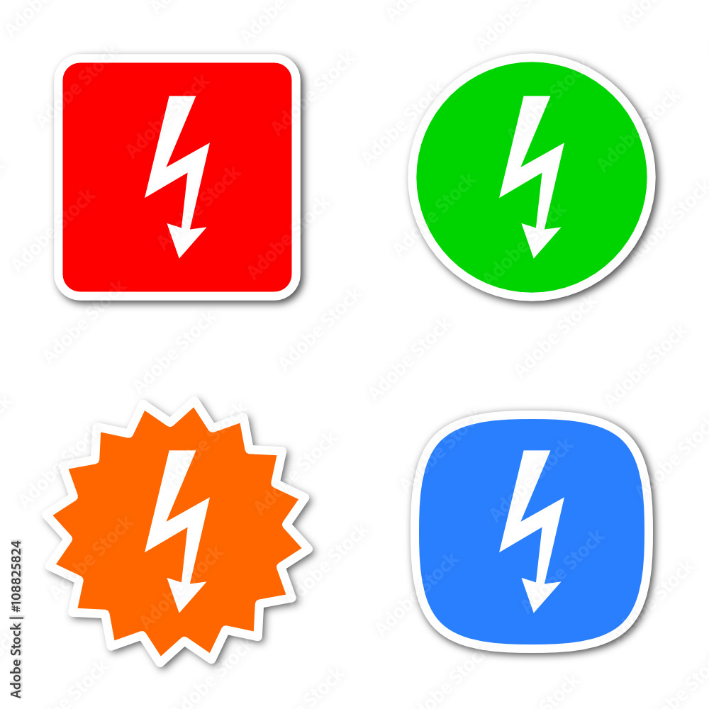 Poster power colored vector icons set