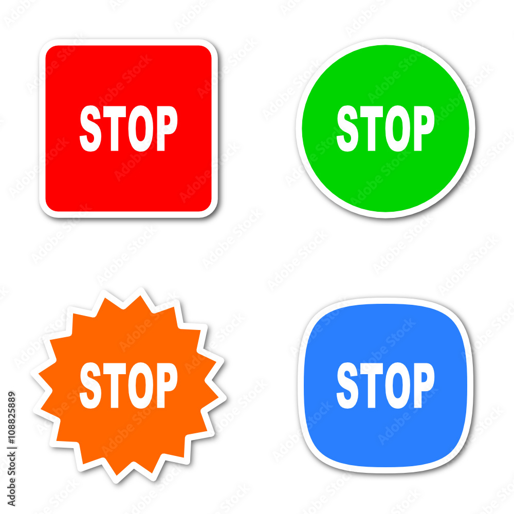 Poster stop colored vector icons set