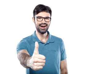 Handsome young man on white background