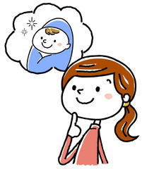 イラスト素材：妊婦と生まれてくる子供