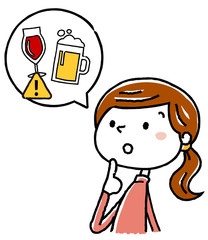 イラスト素材：妊婦　出産　準備　お酒　注意