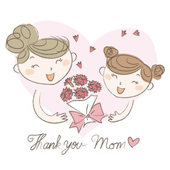 母の日　お母さんにカーネーションの花束をプ