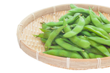 Edamame bean , Soybean in the pod boiled or steamed and served with salt