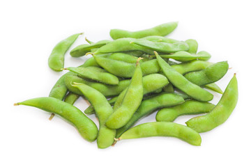 Edamame bean , Soybean in the pod boiled or steamed and served with salt