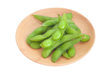 Edamame bean , Soybean in the pod boiled or steamed and served with salt