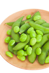 Edamame bean , Soybean in the pod boiled or steamed and served with salt