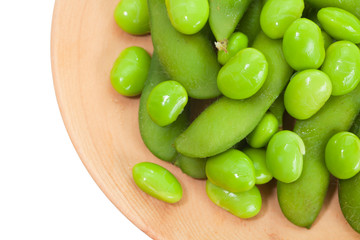 Edamame bean , Soybean in the pod boiled or steamed and served with salt
