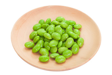 Edamame bean , Soybean in the pod boiled or steamed and served with salt