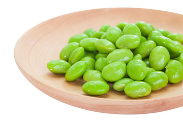 Edamame bean , Soybean in the pod boiled or steamed and served with salt