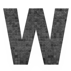 English alphabet letters with black mosaic background photo isolated on white background.