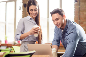 Nice colleagues resting in the office