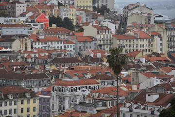Fototapeta na wymiar Central area houses view, Lisbon, Portugal
