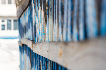 Diminishing Perspective Blue Wooden Fence