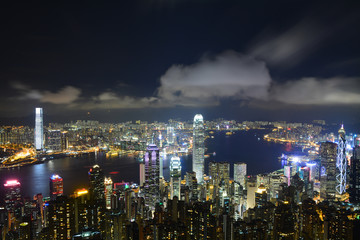 Fototapeta na wymiar 香港　ビクトリアピークからの風景　夕景・夜景