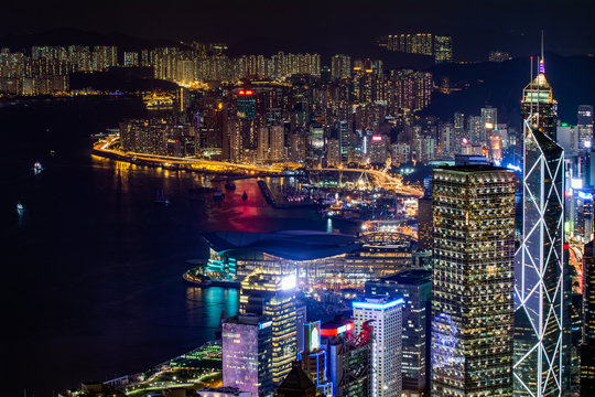 香港 ビクトリアピークからの風景 夕景・夜景 © hit1912