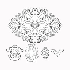 floral pattern graphic black, white.  illustration