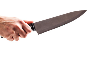 holding a kitchen knife isolated