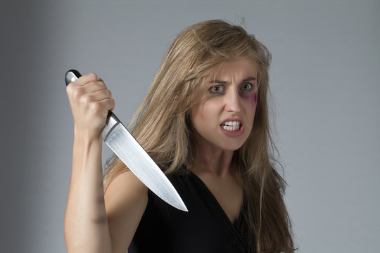 angry woman with knife