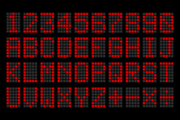 digital red letters and numbers display board for airport schedu