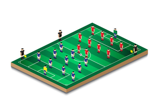 Soccer Football Formation In Mini Green Field