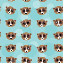 Obraz premium Seamless pattern lemur muzzle on blue background. vector