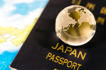 Crystal globe on japanese passport