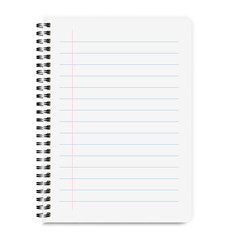 Blank Realistic Notebook Size A4 With Lines Isolated On White Ba