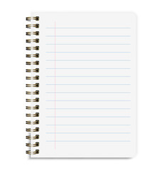 Realistic Notebook Size A5 With Line Isolated On White Backgroun