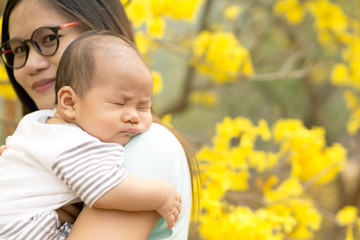 Asian mother and son