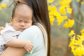 Asian mother and son