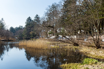 Fototapeta na wymiar Water lake in karuizawa, Japan