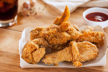 fried chicken in paper box