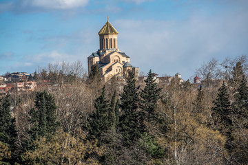 Holy Trinity Cathedral of Tbilisi located on hill