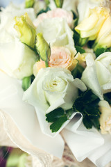white rose with water drop in flower bouquet
