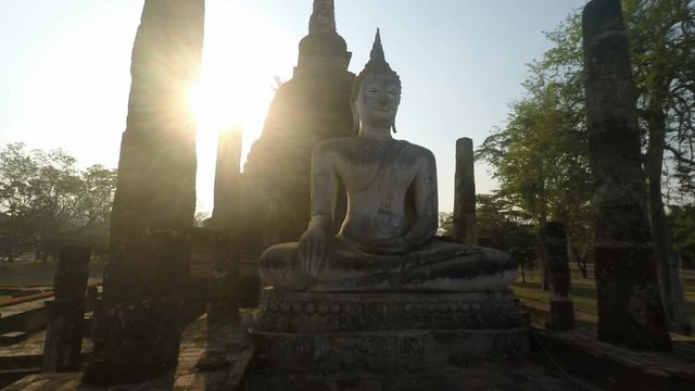 ancient buddhistic temple ruins in sukhothai