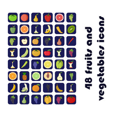 vector icons of fruits and vegetables
