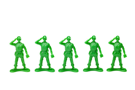 close up image of green toy soldiers