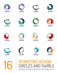 Geometric abstract circles and swirls icon set