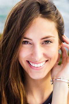 Portrait of pretty woman looking at camera