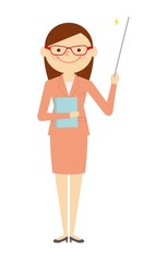 教師　女　全身　指し棒