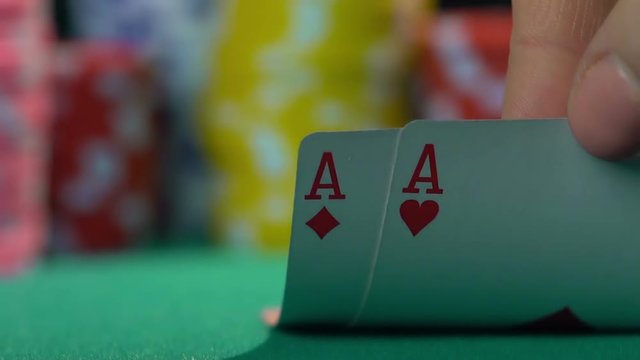 Poker champion showing master class at casino, gambler's point of view