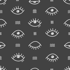 Simple vector abstract seamless pattern with eyes. 