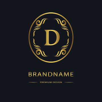 Luxury Vintage logo. Business sign, label, Letter emblem D for badge, crest, Restaurant, Royalty, Boutique brand, Hotel, Heraldic, Jewelery, Fashion, Real estate, Resort, tattoo, Auctions. Vector